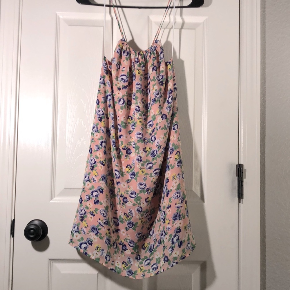 Pink Floral Print Mini Dress